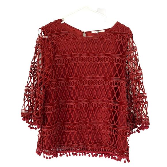 NWOT Tularosa Pom Pom Trimmed Blouse - Picture 2 of 13